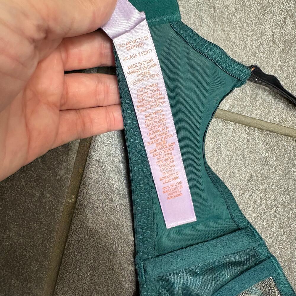 Savage X Fenty Shining Star Embroidered Unlined Demi Bra Wildflower Blue 32B - Picture 9 of 10